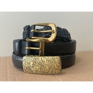 Lot of 3 - Vintage Coach Belts Women's - Size L - 8529 3911 2908 - Brass Leather